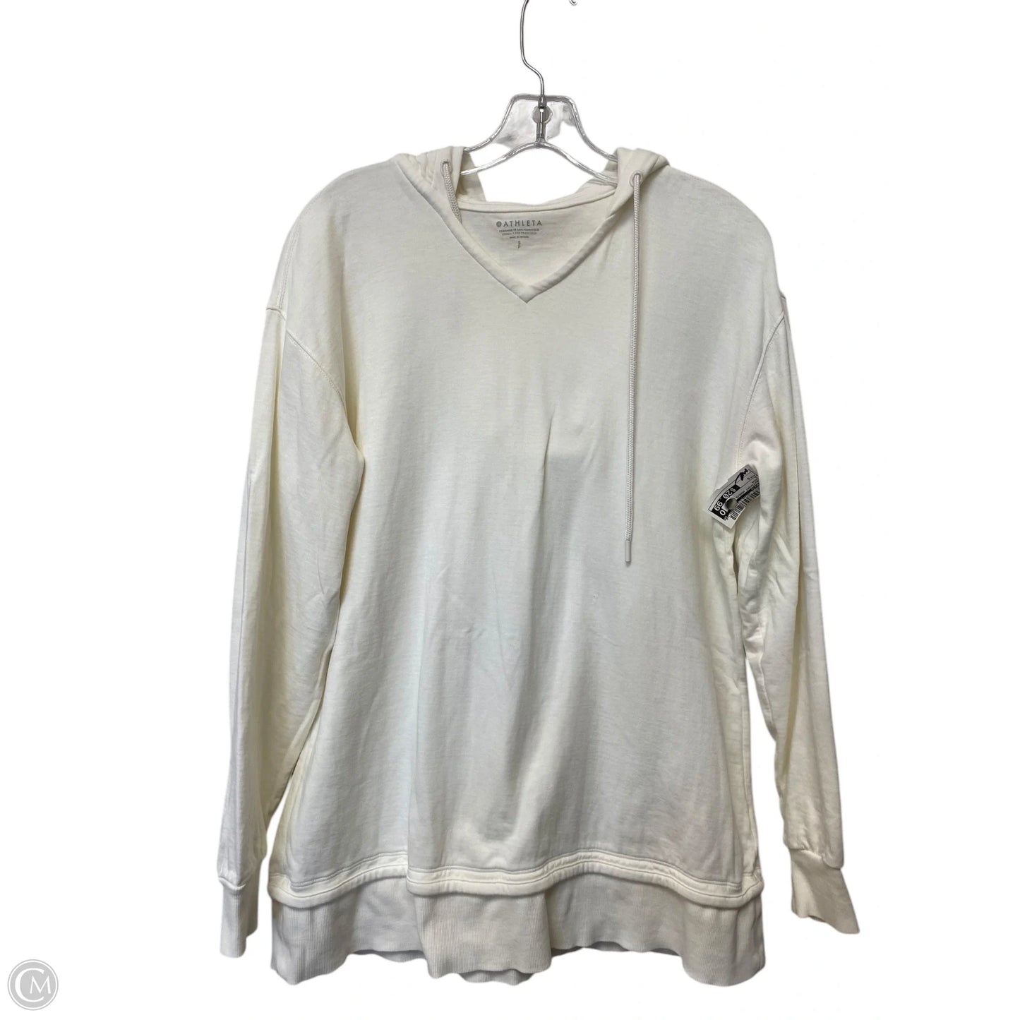 Sweatshirt Hoodie By Athleta In Cream, Size: S