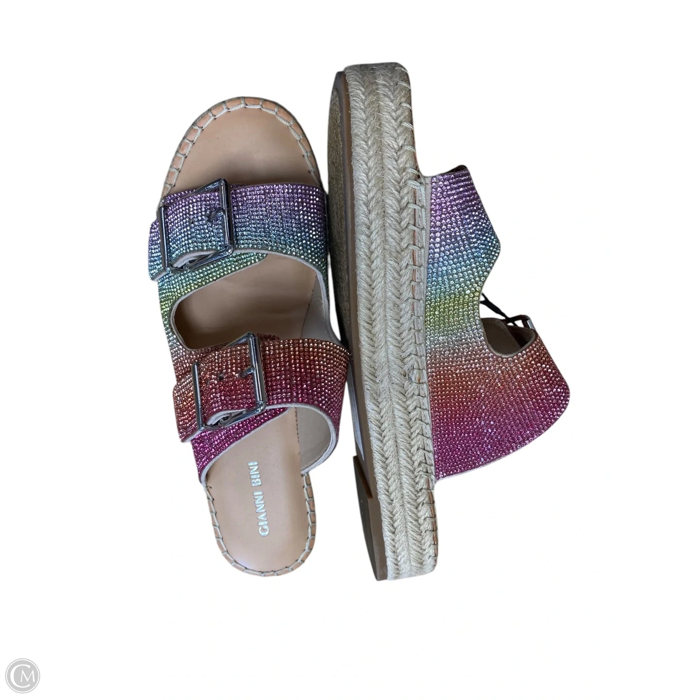 Sandals Flats By Gianni Bini In Rainbow Print, Size: 10