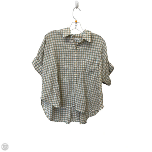 Top Short Sleeve By Madewell In Plaid Pattern, Size: Xs