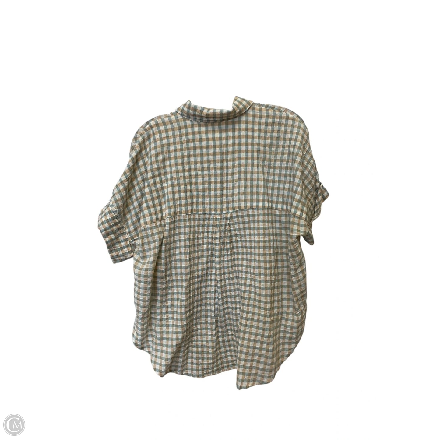 Top Short Sleeve By Madewell In Plaid Pattern, Size: Xs