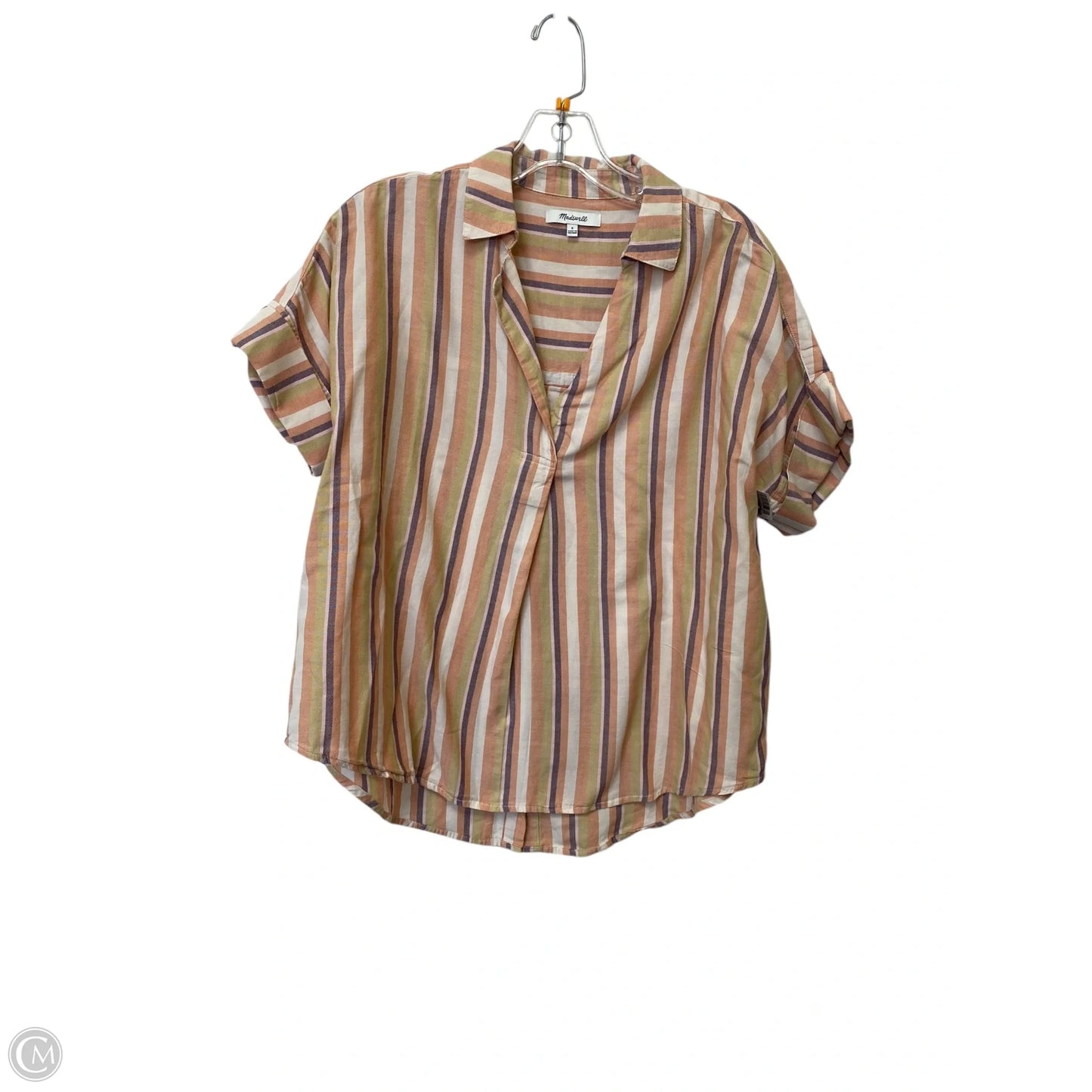 Top Short Sleeve By Madewell In Striped Pattern, Size: S