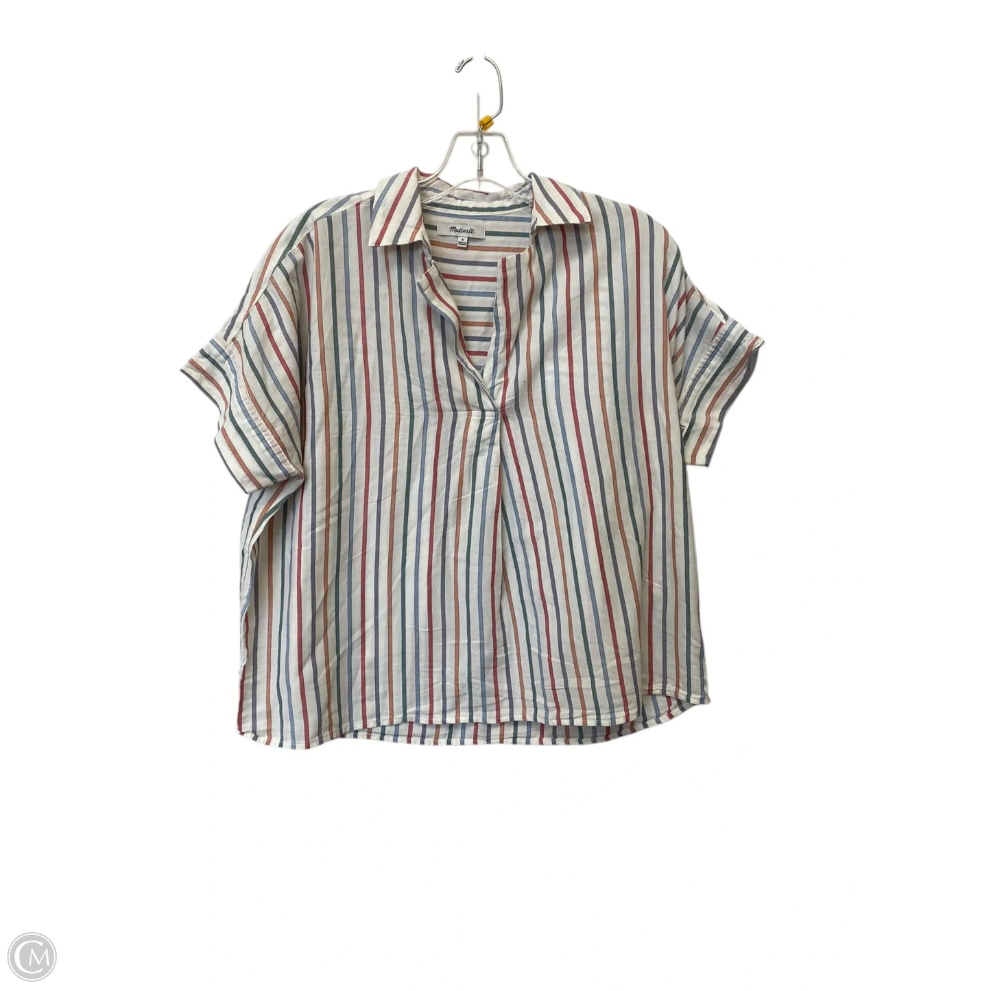 Top Short Sleeve By Madewell In Striped Pattern, Size: M