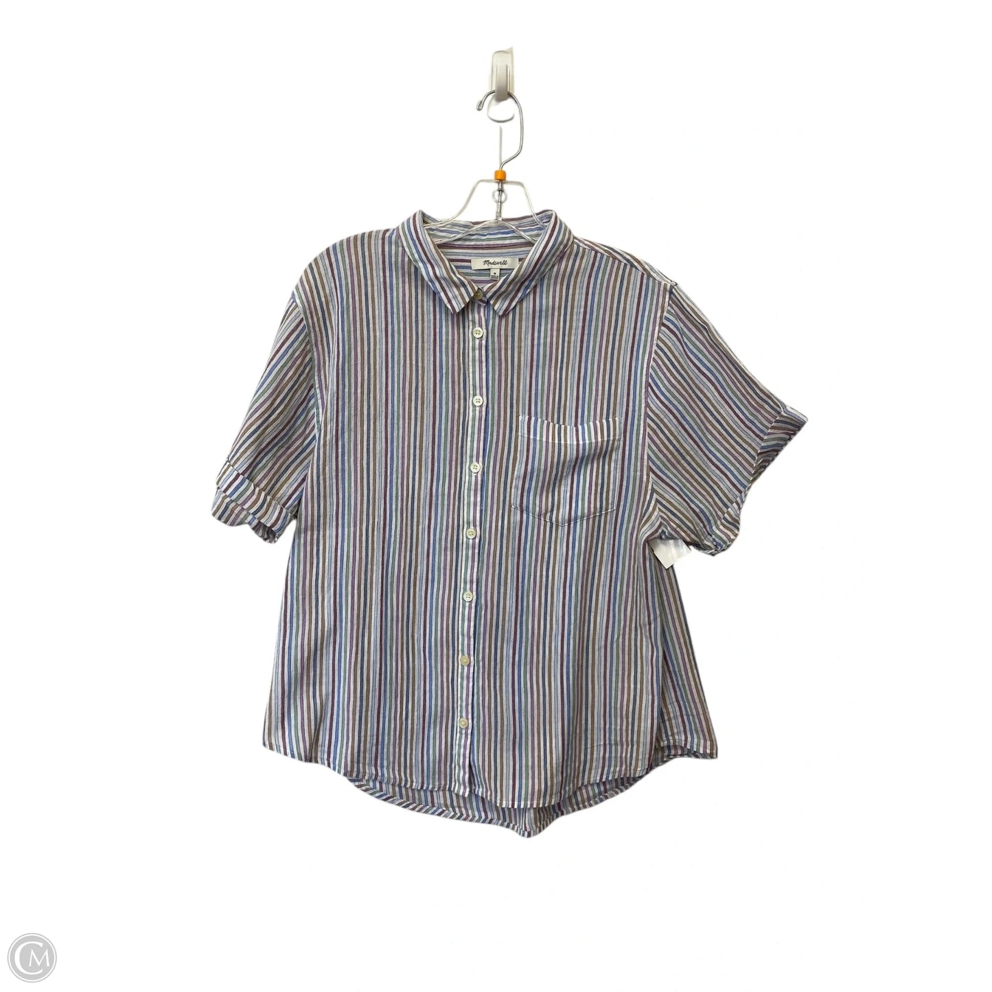 Top Short Sleeve By Madewell In Striped Pattern, Size: M