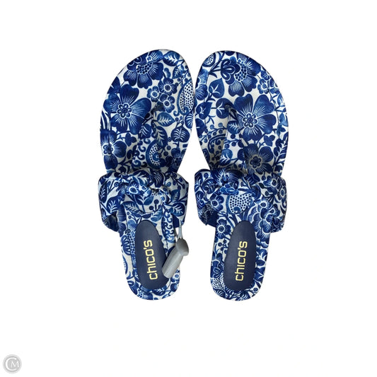 Sandals Flats By Chicos In Blue & White, Size: 10