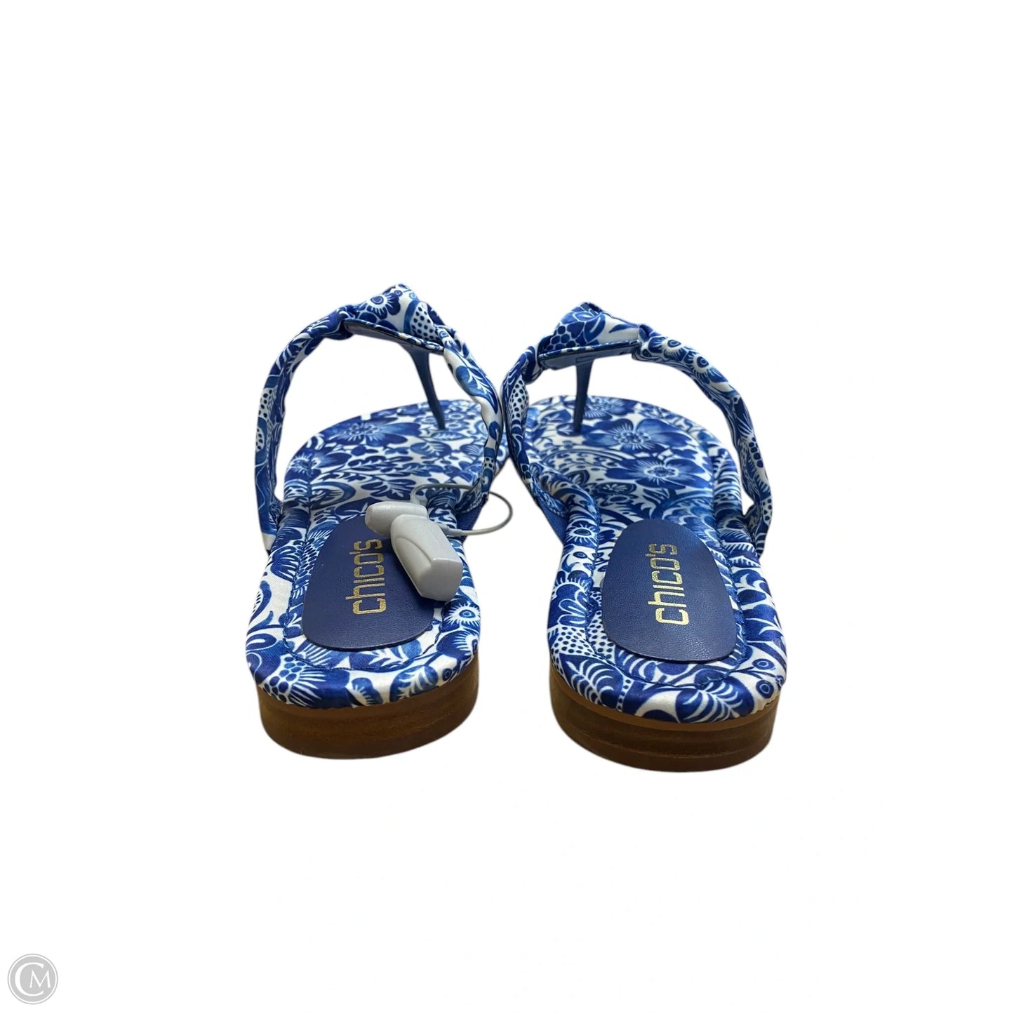 Sandals Flats By Chicos In Blue & White, Size: 10