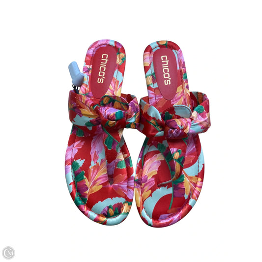 Sandals Flats By Chicos In Floral Print, Size: 10