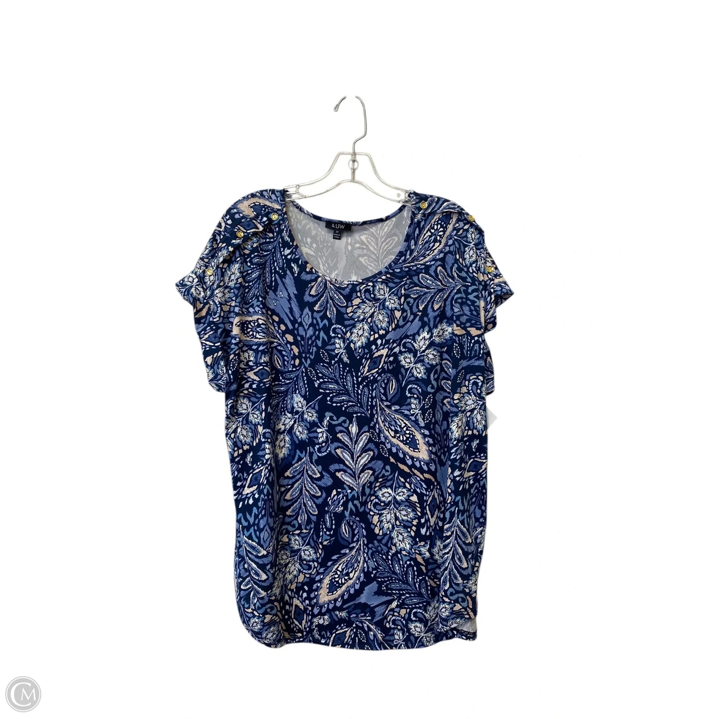 Top Short Sleeve By Auw In Blue, Size: 2x