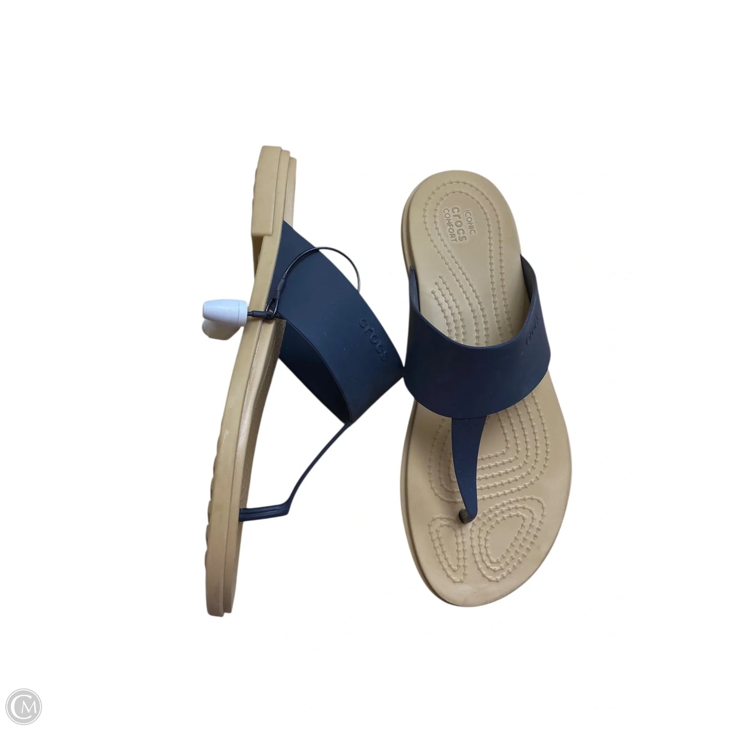 Sandals Flats By Crocs In Navy, Size: 8
