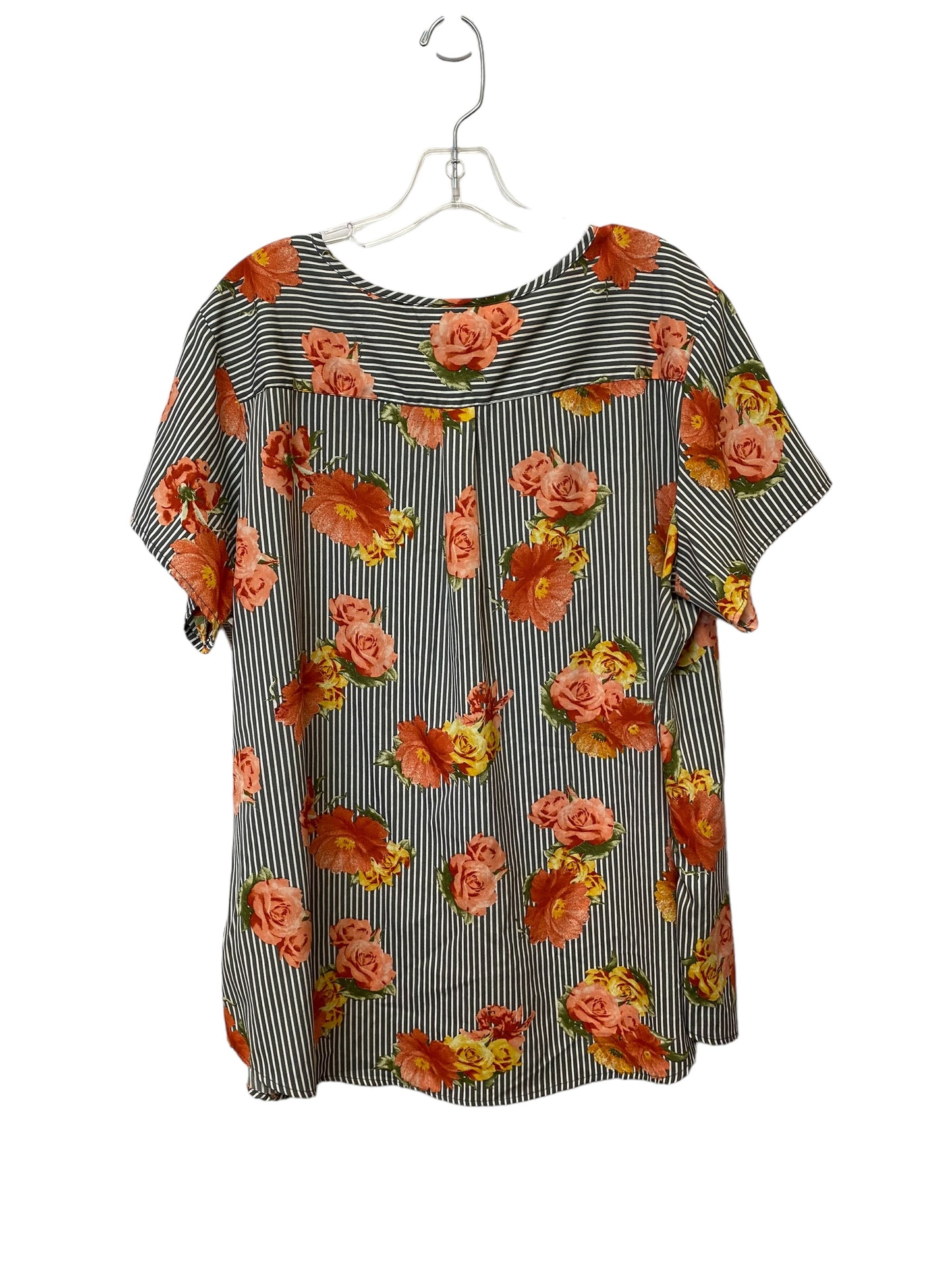 Floral Print Top Short Sleeve Mph, Size 3x