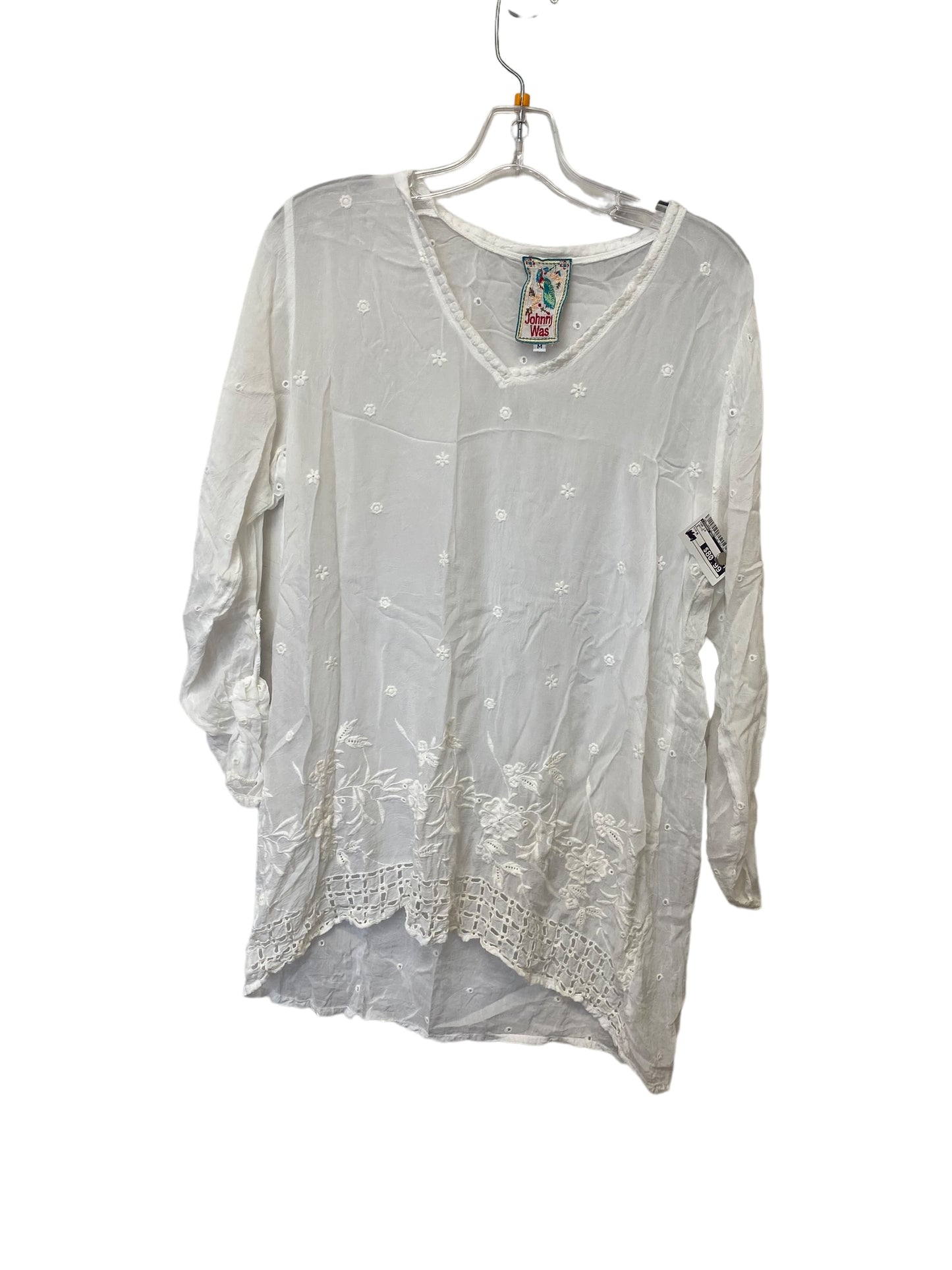 Top Long Sleeve By Johnny Was In White, Size: M