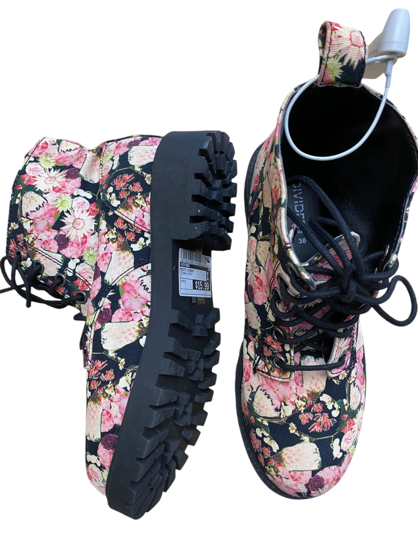 Boots Combat By Divided In Floral Print, Size: 7