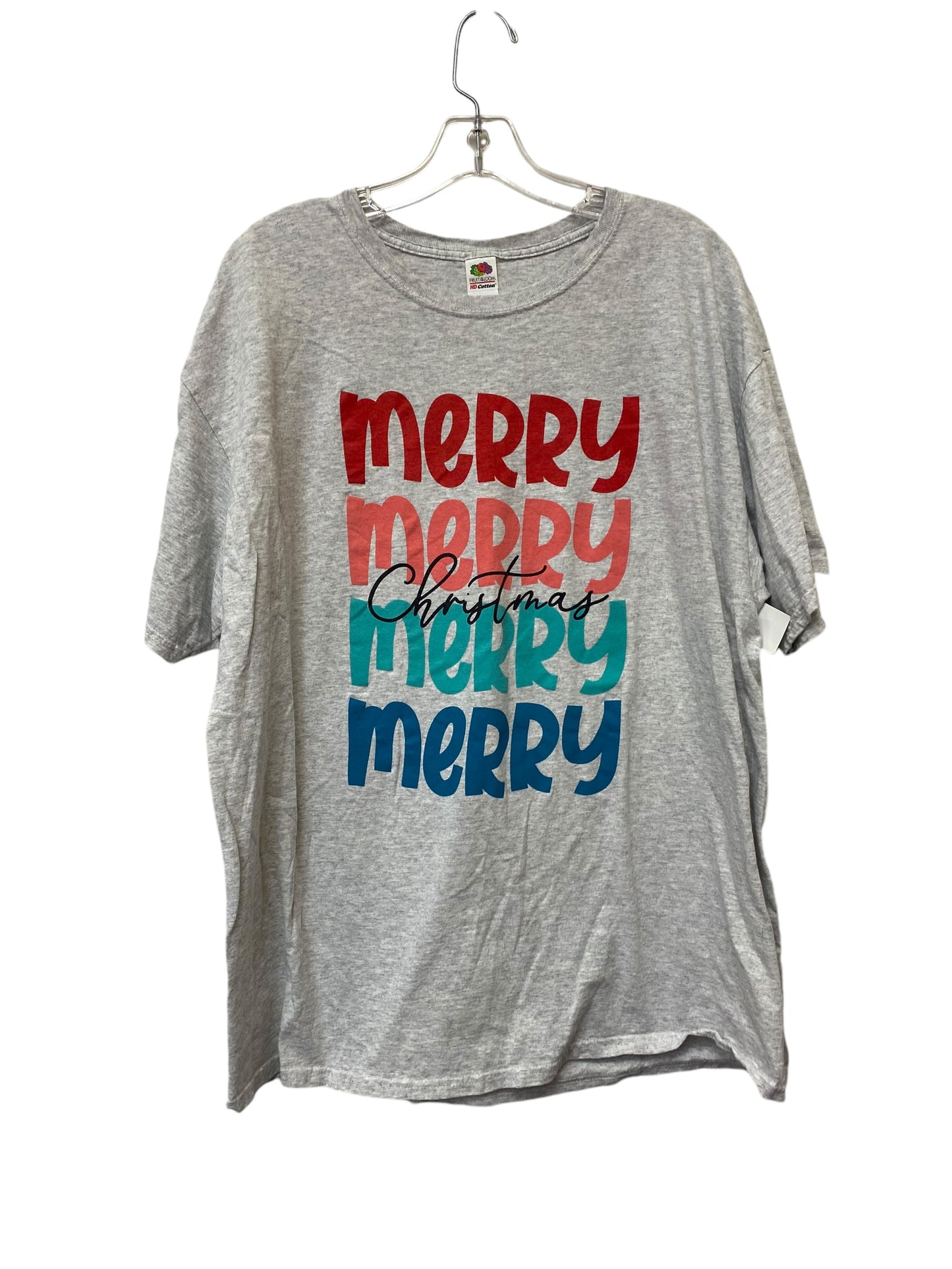 Top Short Sleeve By Fruit Of The Loom In Grey, Size: Xl