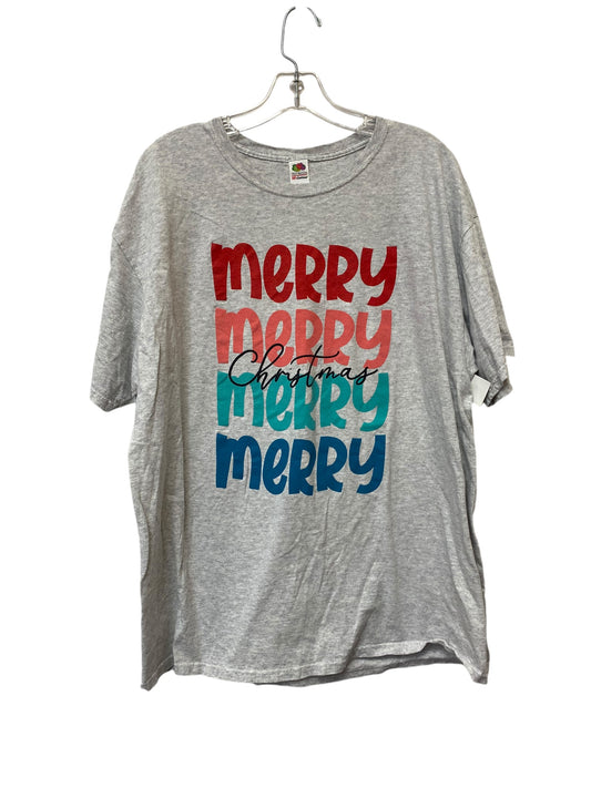 Top Short Sleeve By Fruit Of The Loom In Grey, Size: Xl