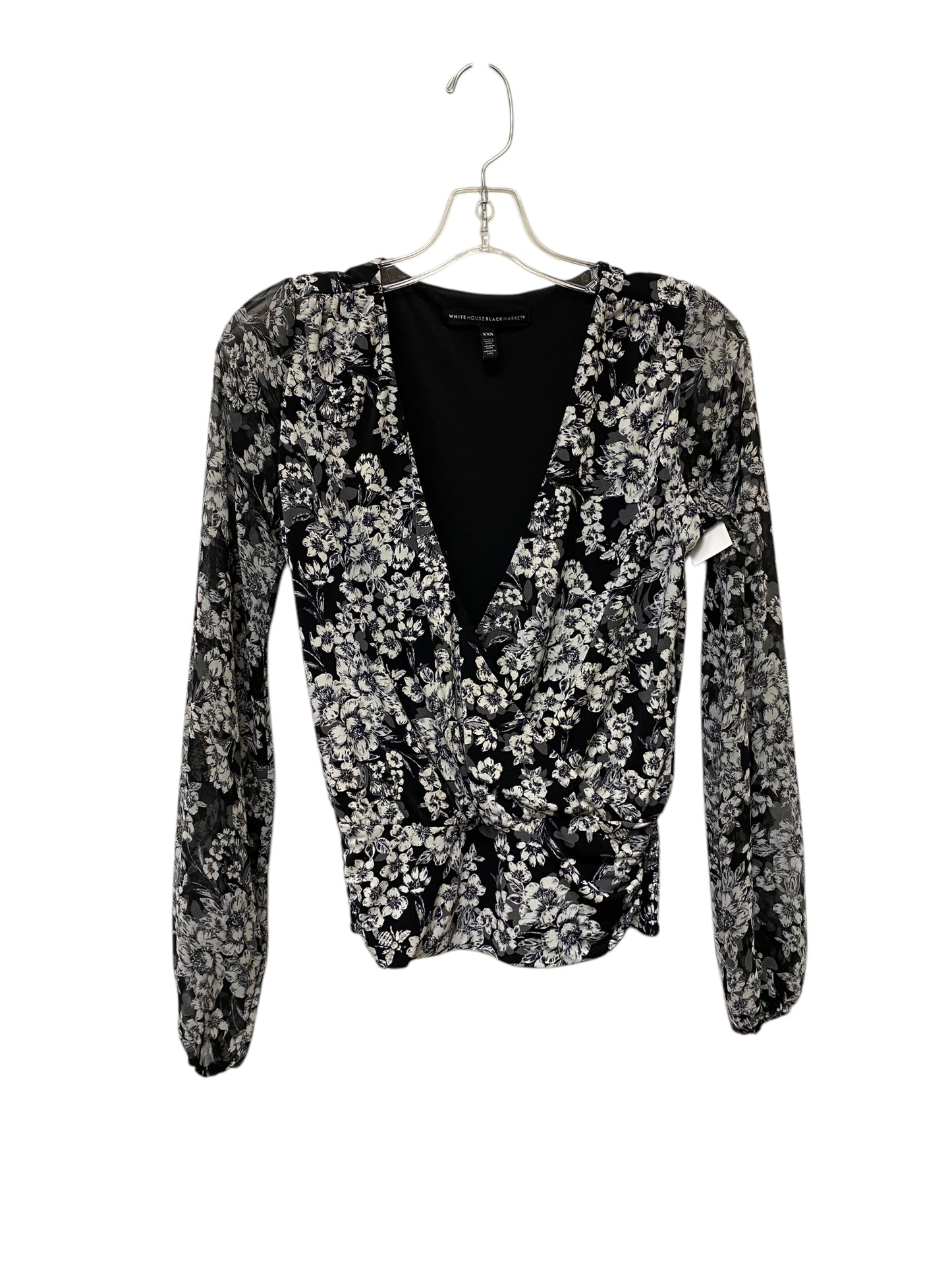 Top Long Sleeve By White House Black Market In Floral Print, Size: Xxs