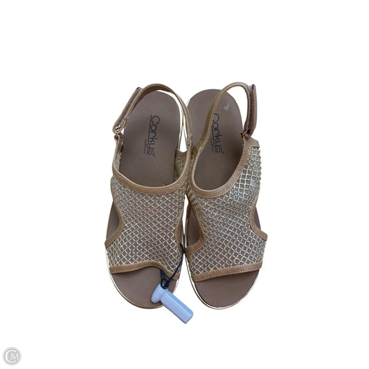Shoes Heels Wedge By Corkys In Brown & Gold, Size: 9