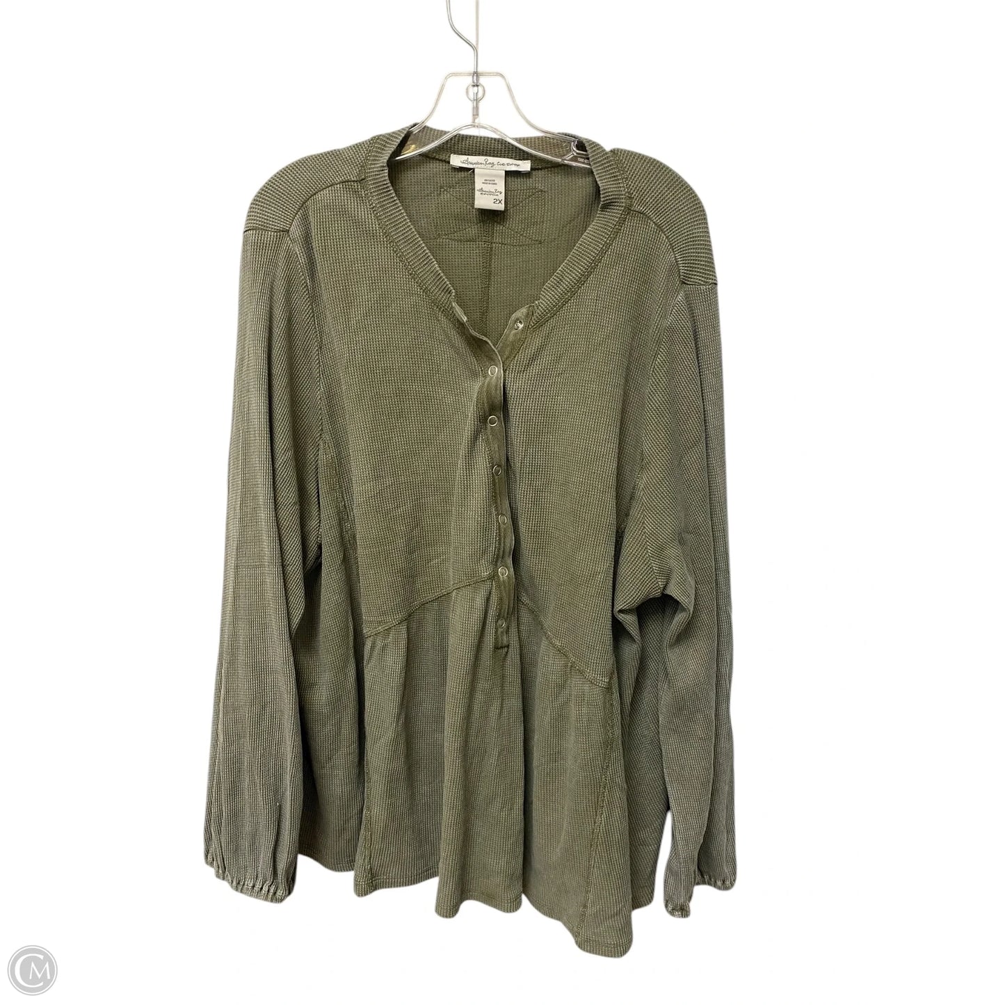 Top Long Sleeve By America Rag In Green, Size: 2x