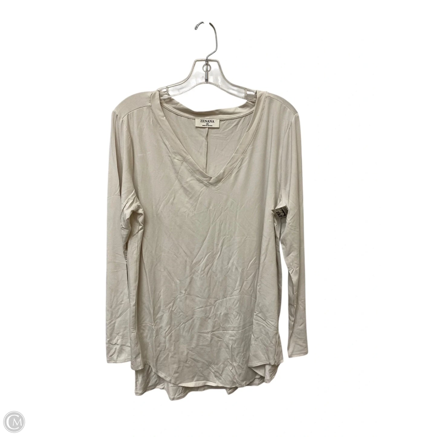 Top Long Sleeve Basic By Zenana In Cream, Size: 1x