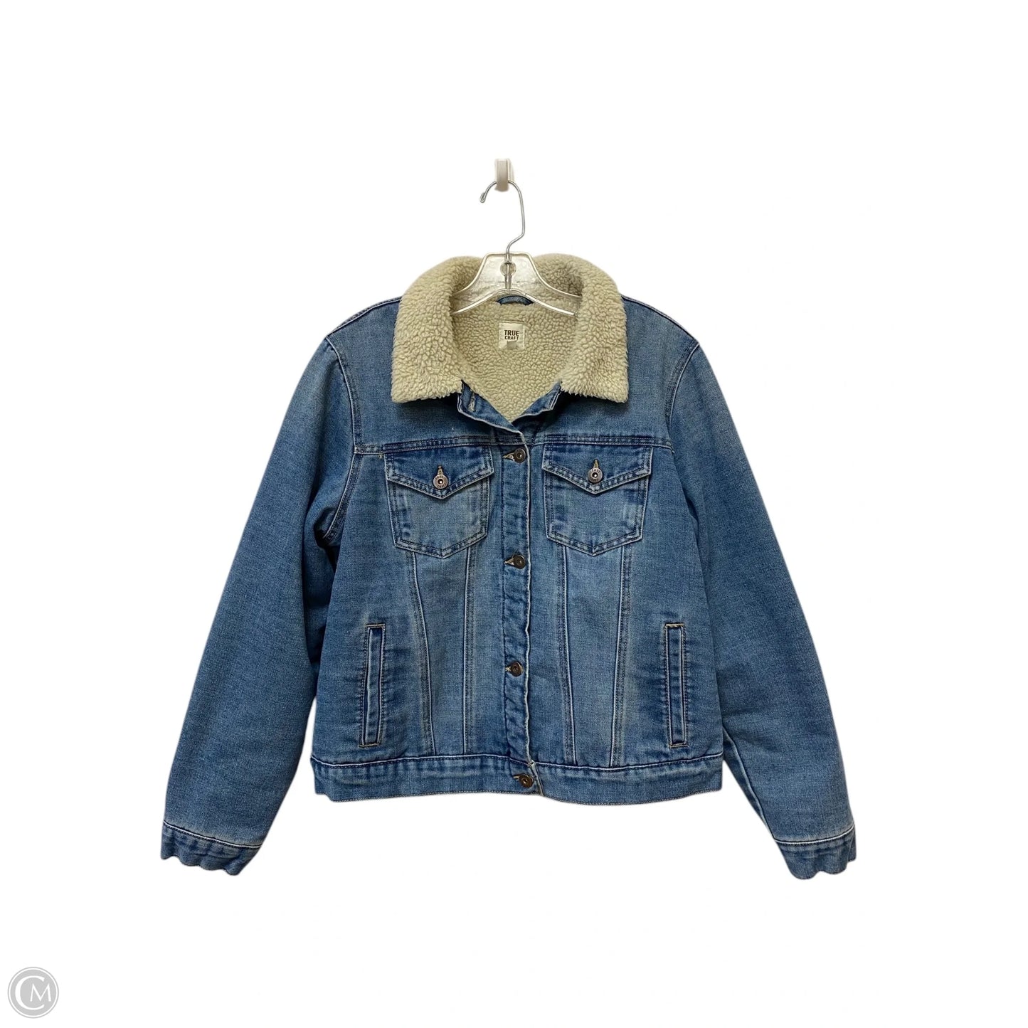 Jacket Faux Fur & Sherpa By True Craft In Blue Denim, Size: Xl