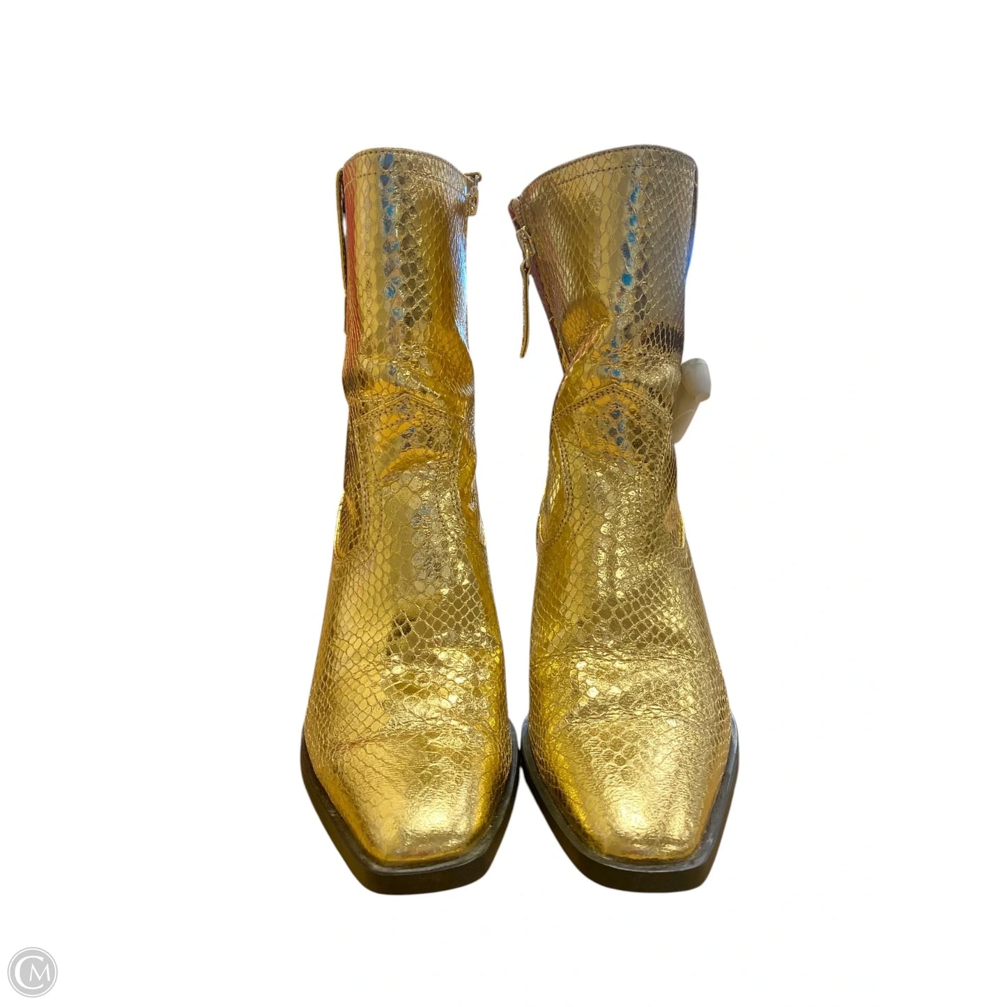 Boots Ankle Heels By Scoop In Gold, Size: 6.5