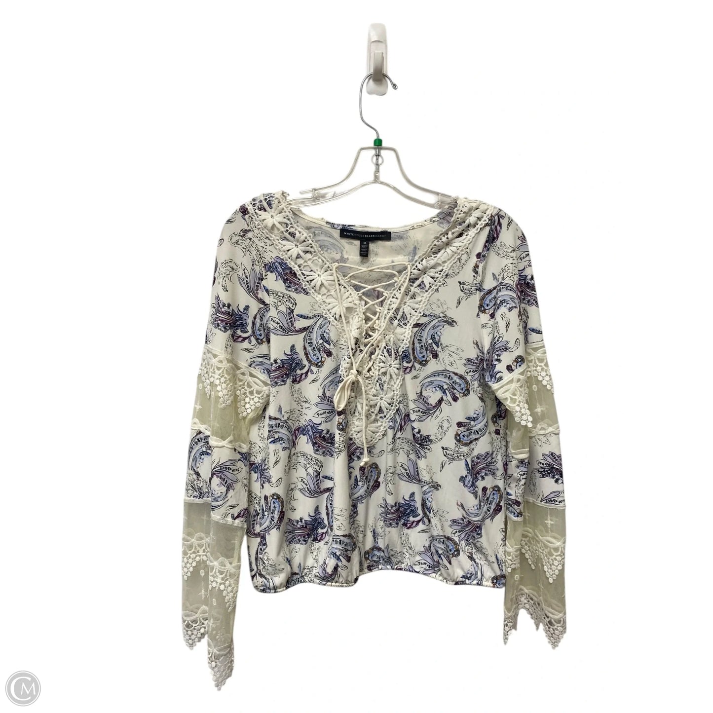 Top Long Sleeve By White House Black Market In Floral Print, Size: M