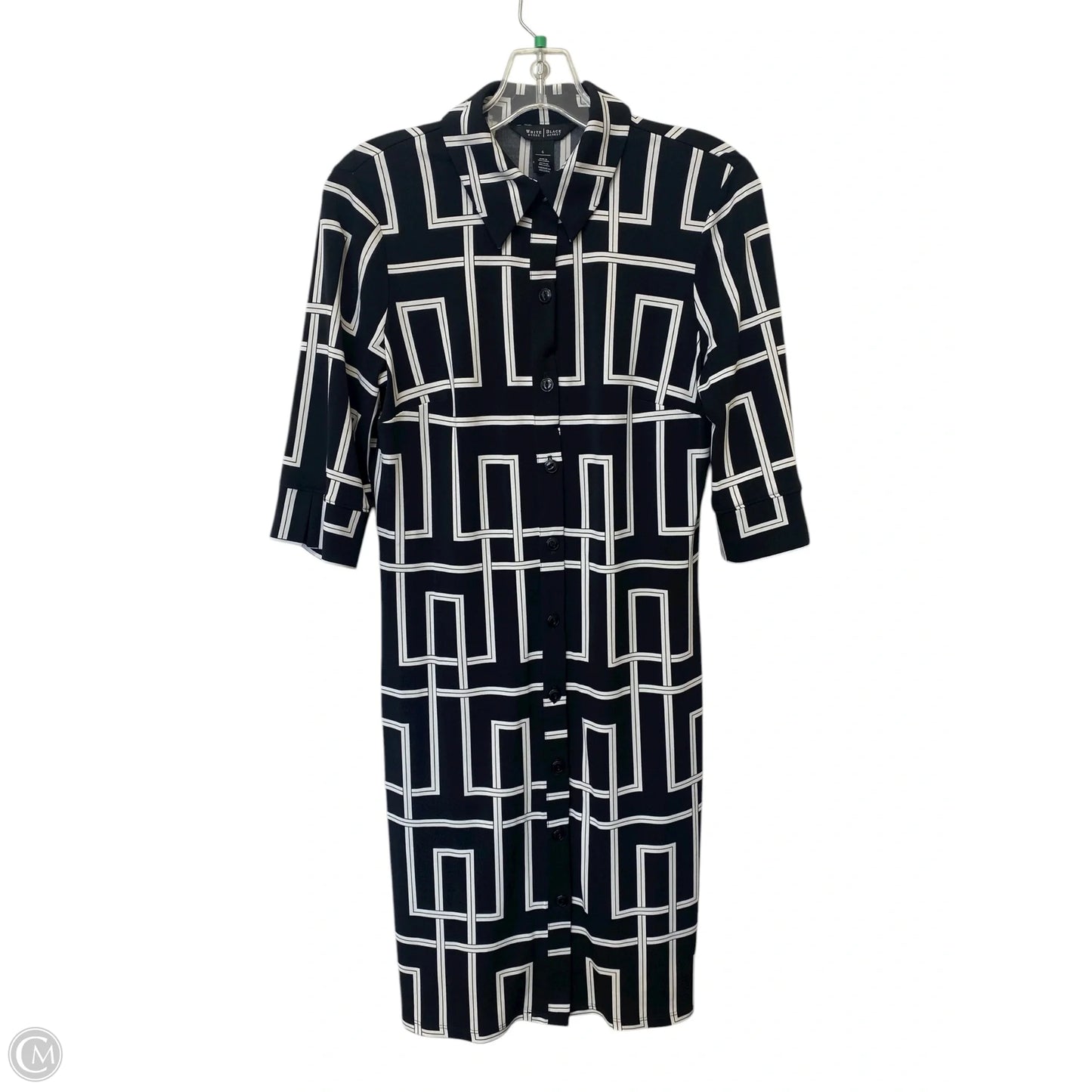 Dress Casual Midi By White House Black Market In Black & White, Size: 6