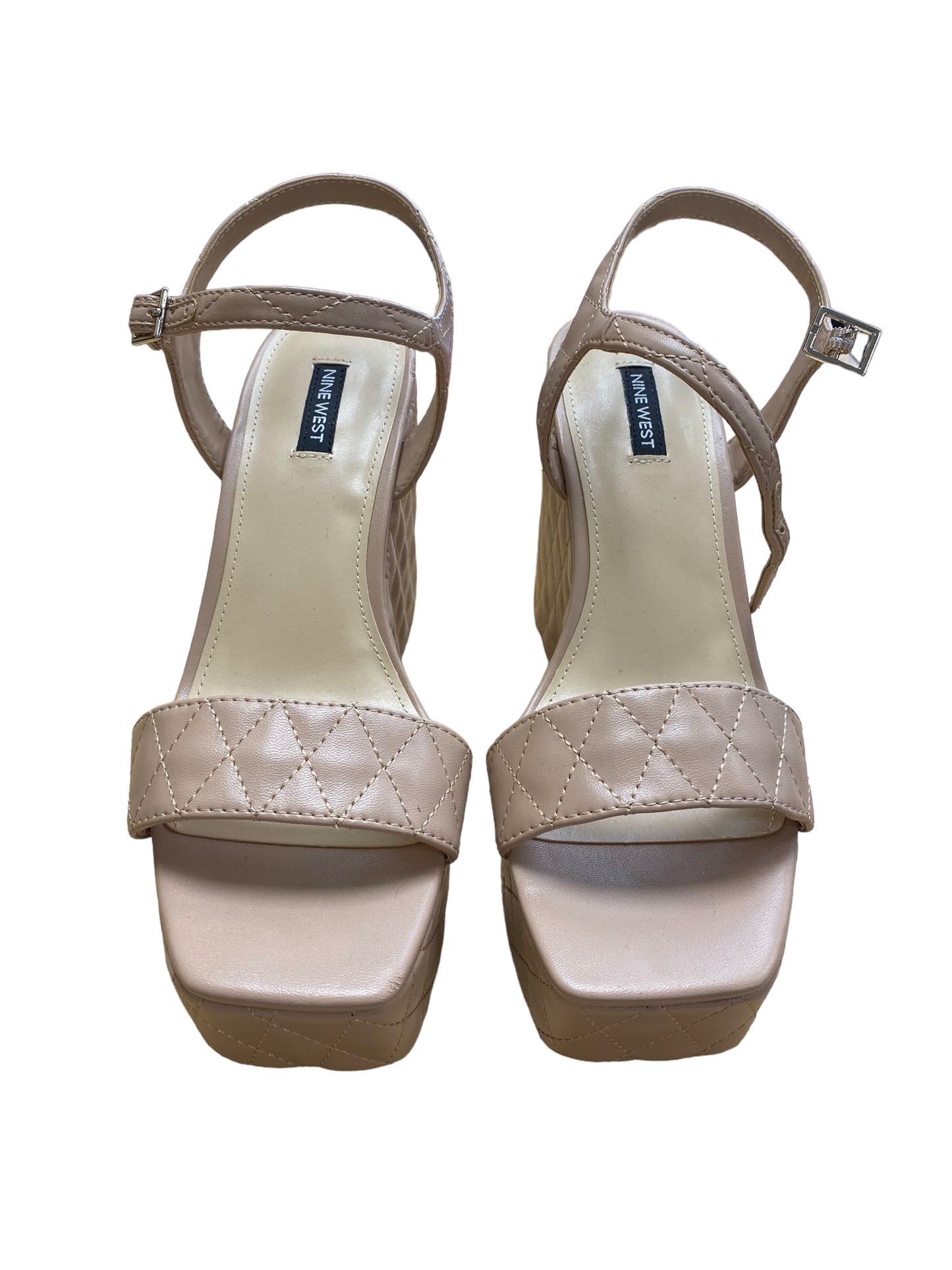 Cream & Tan Shoes Heels Platform Nine West, Size 10