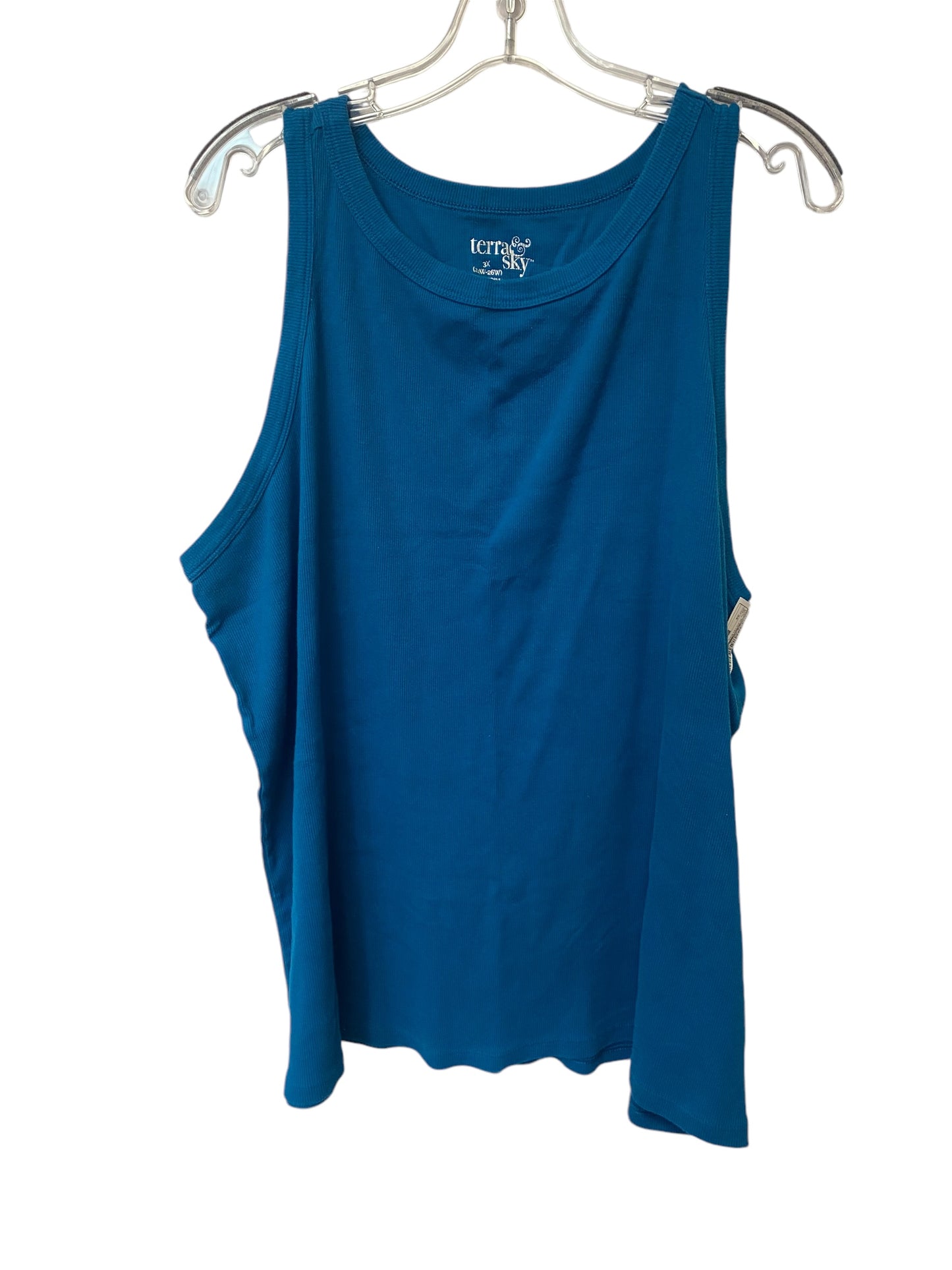 Top Sleeveless Basic By Terra & Sky In Blue, Size: 3x