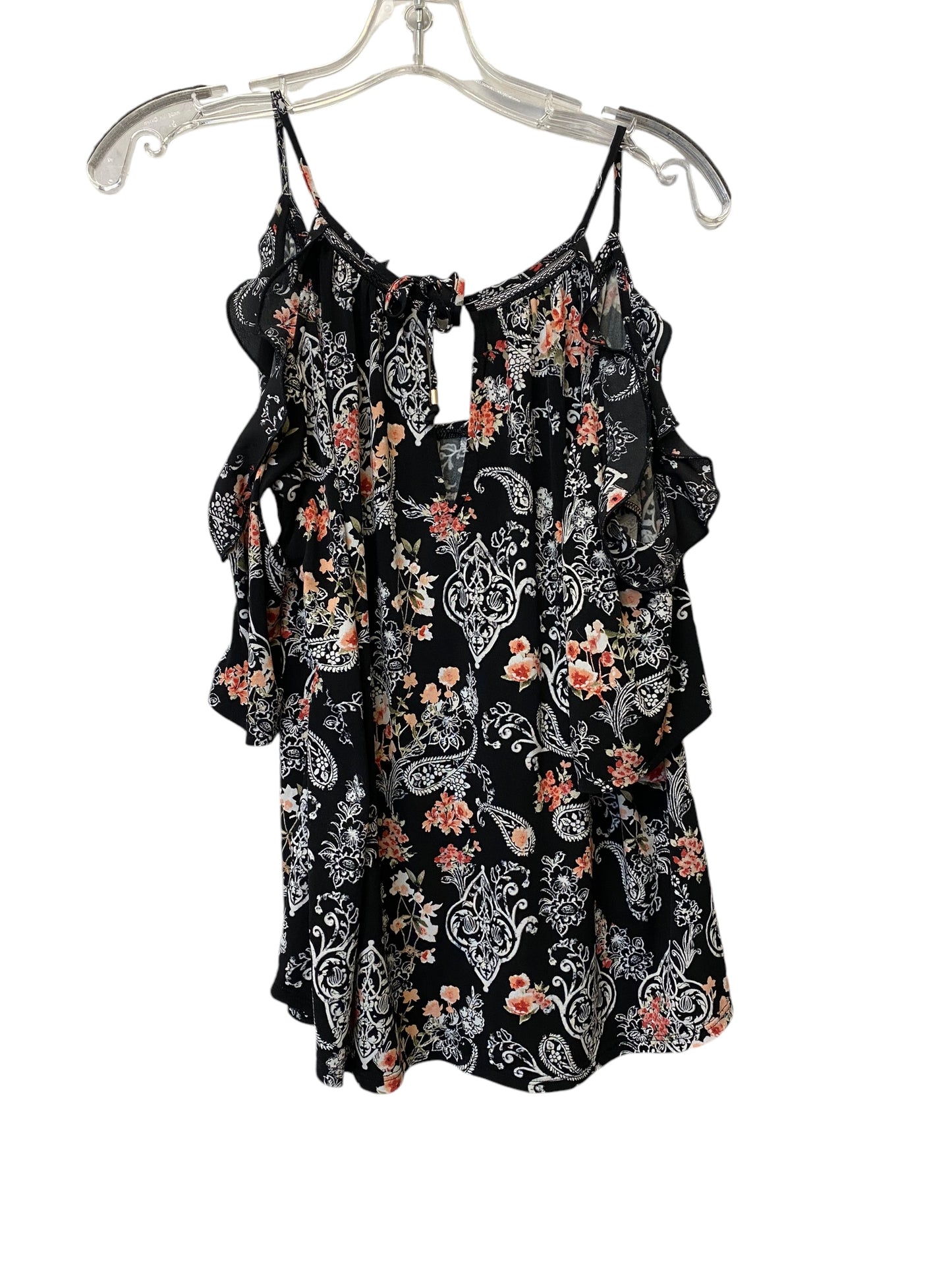 Top Short Sleeve By White House Black Market In Floral Print, Size: L