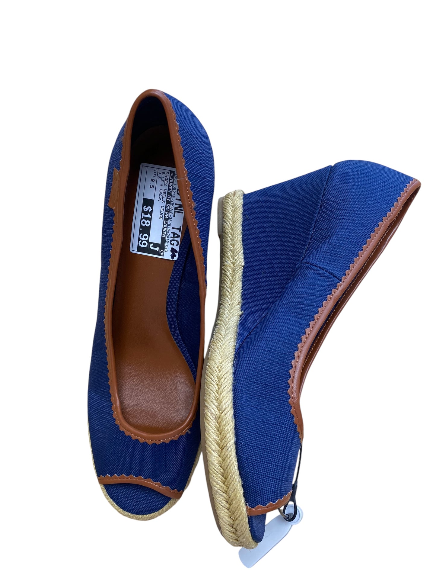 Shoes Heels Wedge By Lauren By Ralph Lauren In Blue & Brown, Size: 9.5