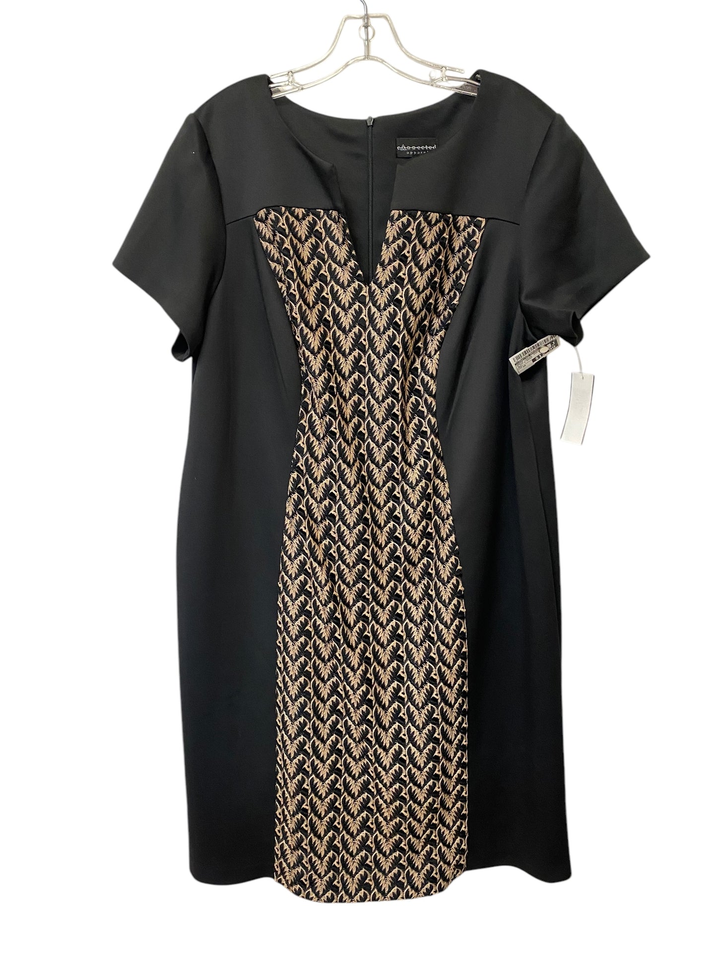 Dress Casual Midi By Connected Apparel In Black & Brown, Size: 18