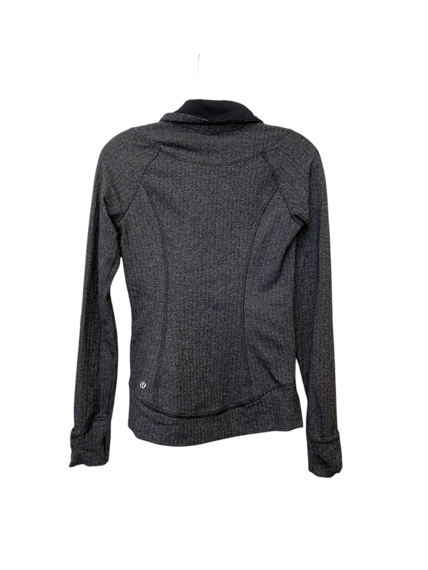 Athletic Jacket By Lululemon In Black & Grey, Size: 4