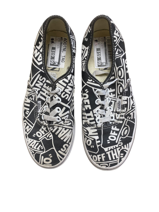 Shoes Flats By Vans In Black & White, Size: 7.5