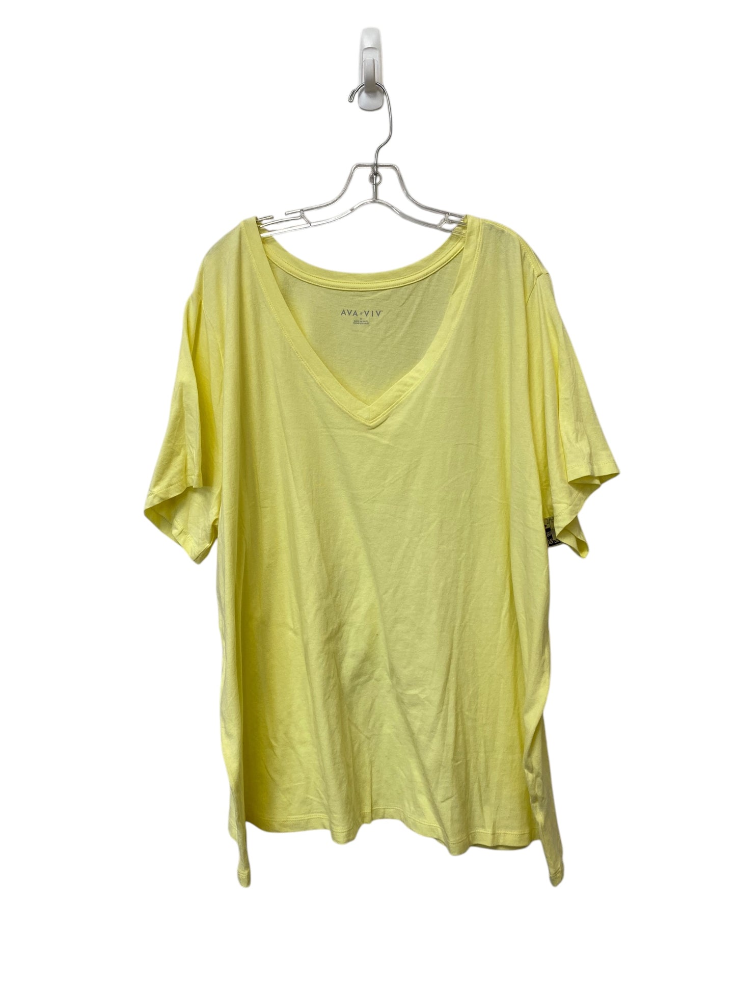 Top Short Sleeve Basic By Ava & Viv In Yellow, Size: 3x