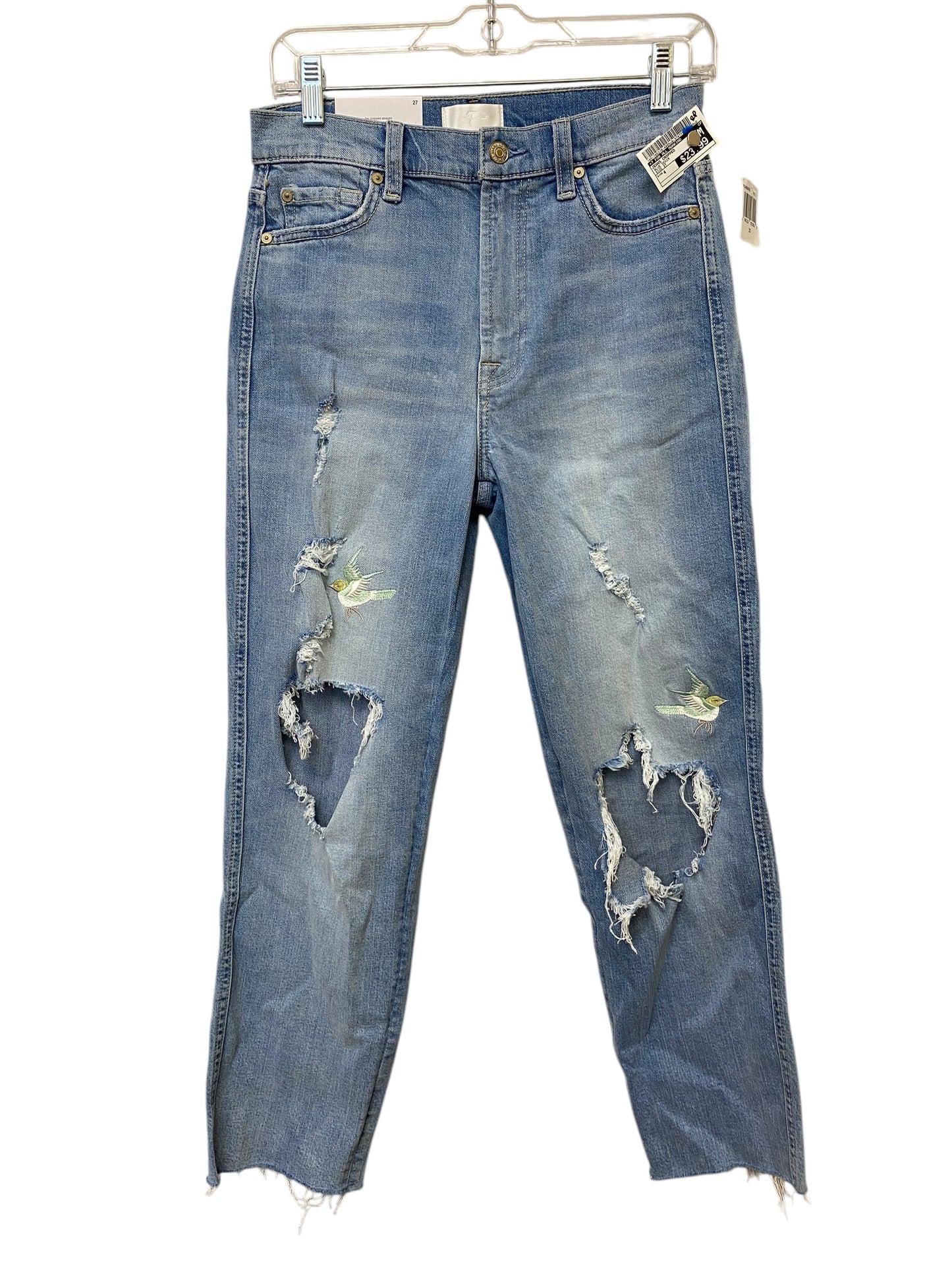 Jeans Cropped By 7 For All Mankind In Blue Denim, Size: 4