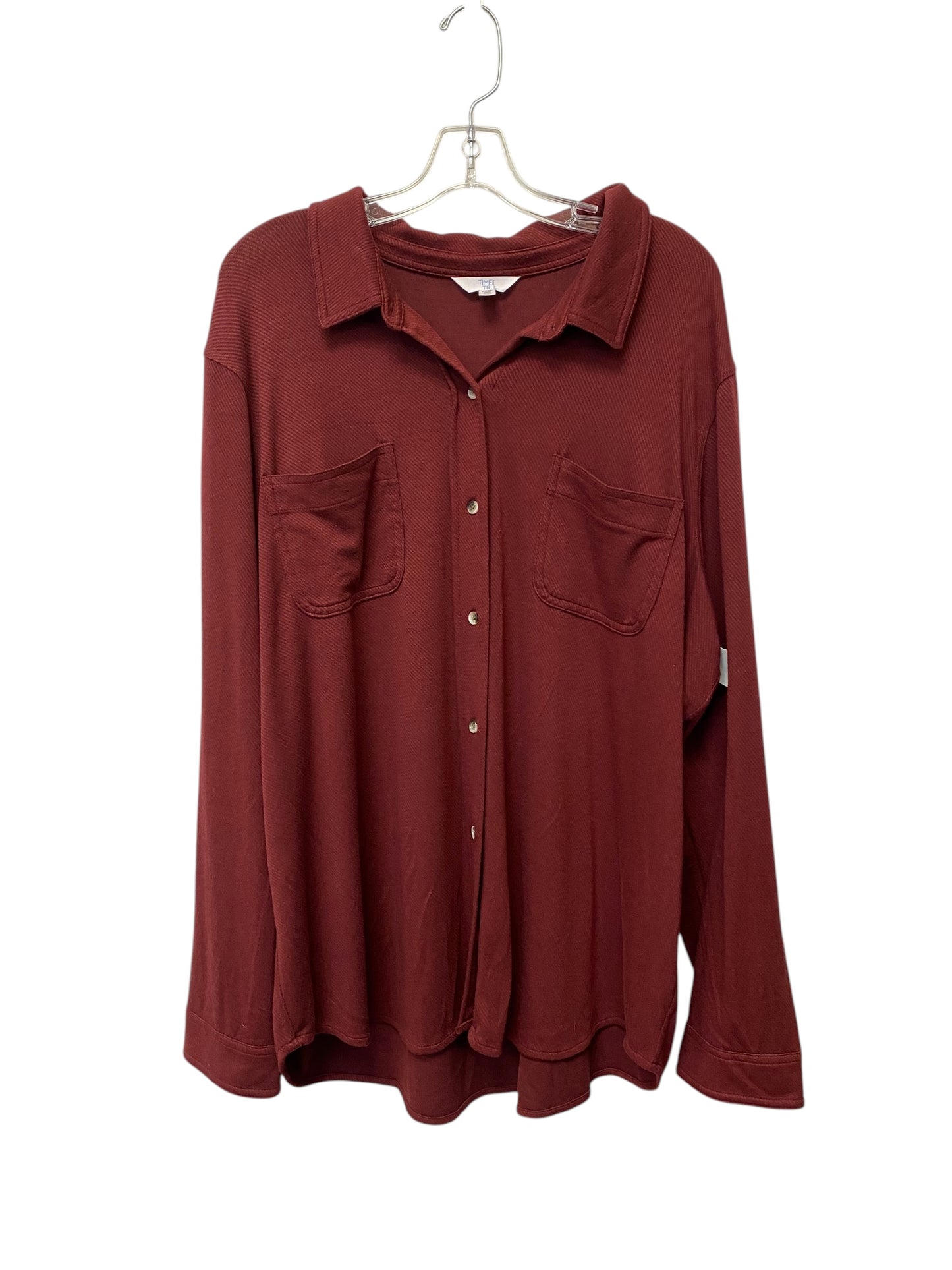 Top Long Sleeve By Time And Tru In Red, Size: 22