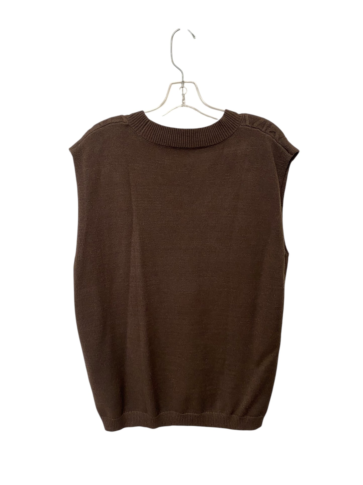 Vest Sweater By Clothes Mentor In Brown, Size: L