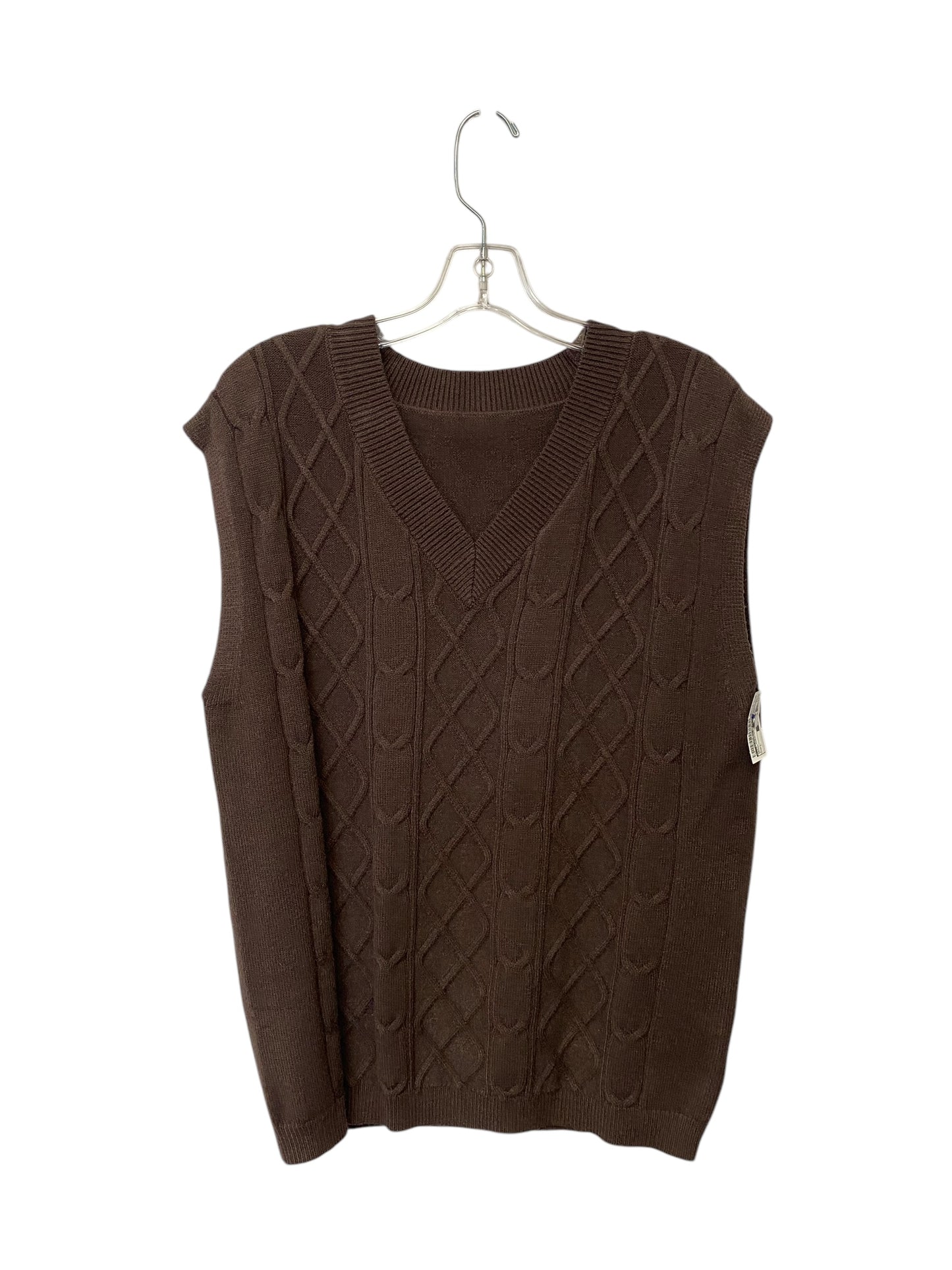 Vest Sweater By Clothes Mentor In Brown, Size: L