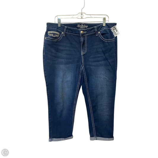 Jeans Cropped By Love Indigo In Blue Denim, Size: 16