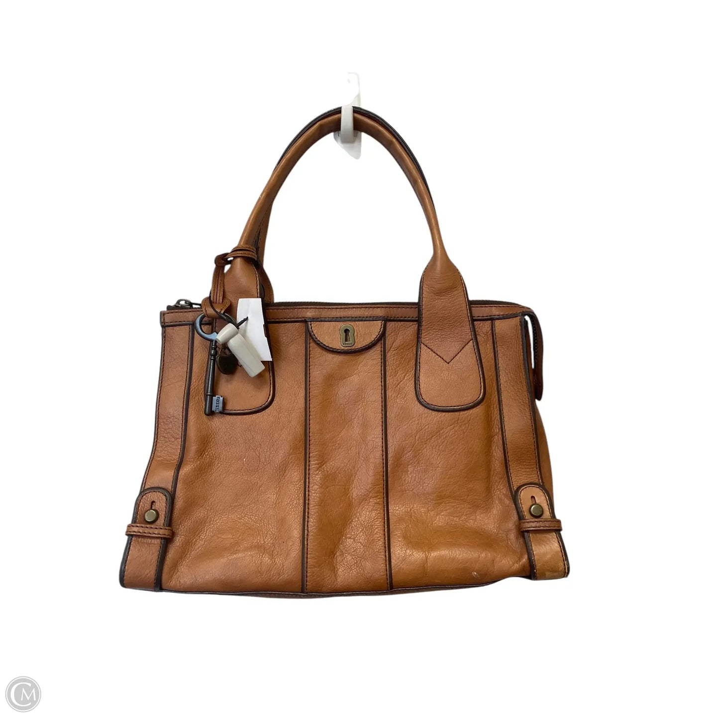 Handbag Leather By Fossil, Size: Medium