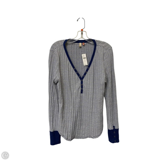 Top Long Sleeve By Pilcro In Blue & White, Size: Xl