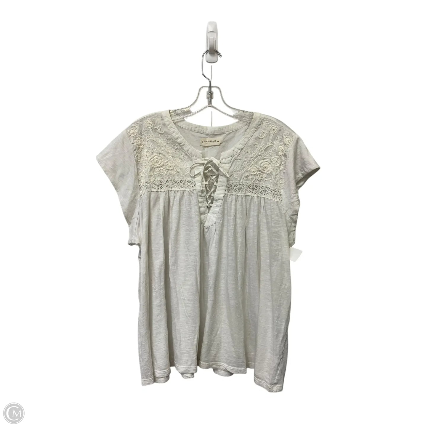 Top Short Sleeve By Lucky Brand In White, Size: Xxl