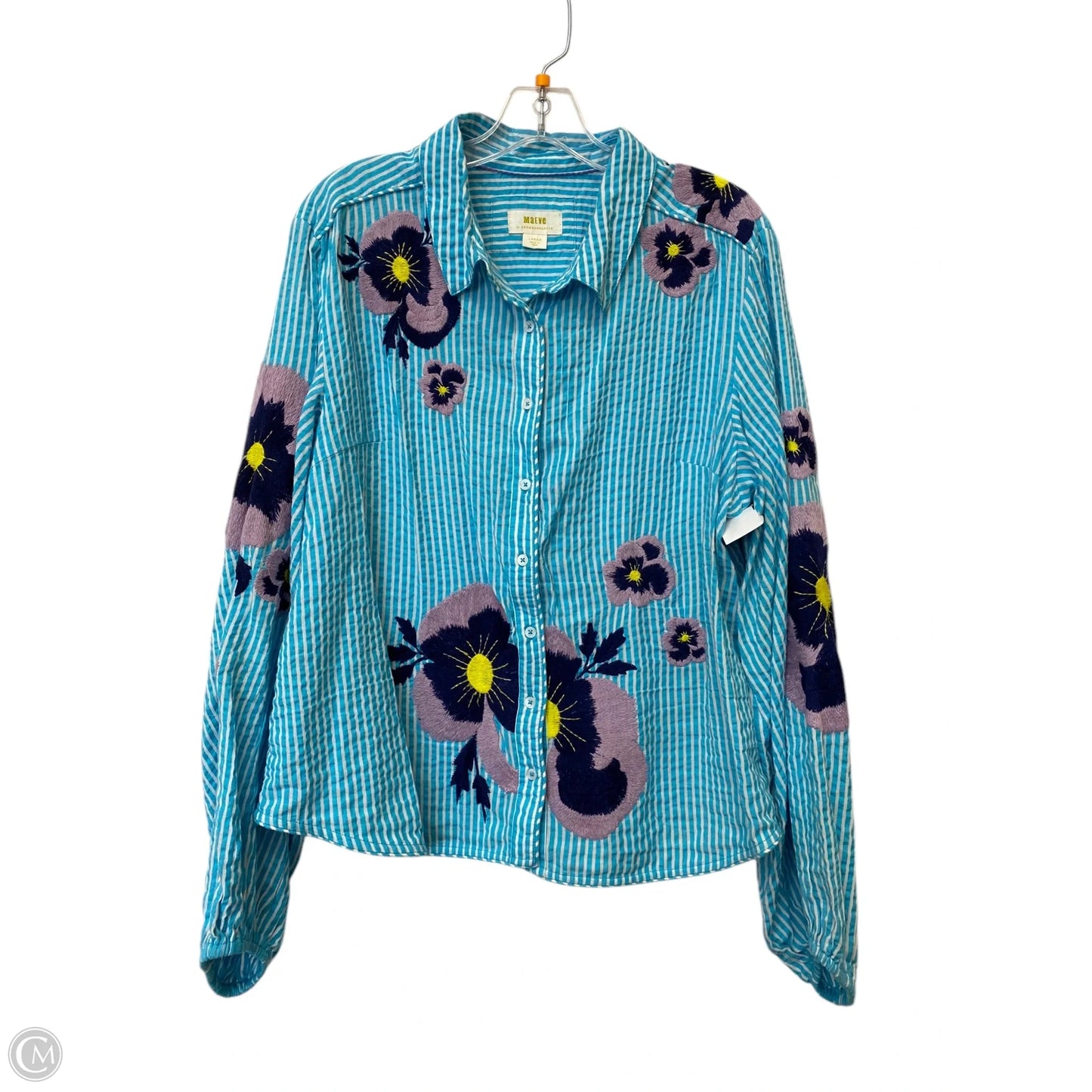 Top Long Sleeve By Maeve In Blue & Purple, Size: L