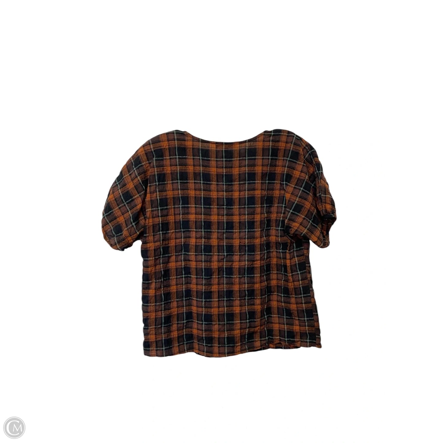 Top Short Sleeve By Madewell In Plaid Pattern, Size: M