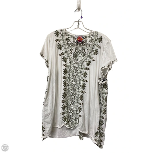 Top Short Sleeve By Johnny Was In White, Size: Xl