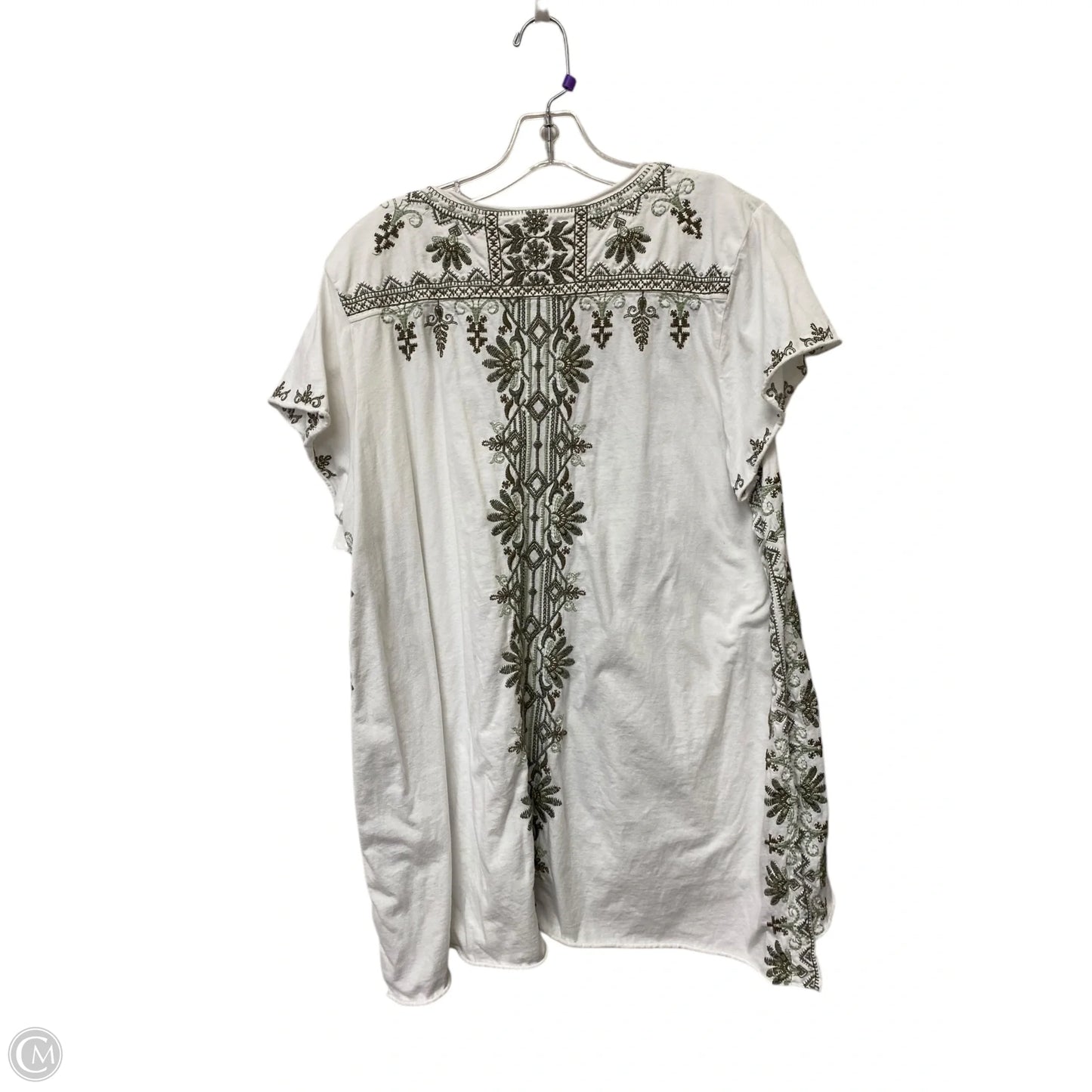 Top Short Sleeve By Johnny Was In White, Size: Xl