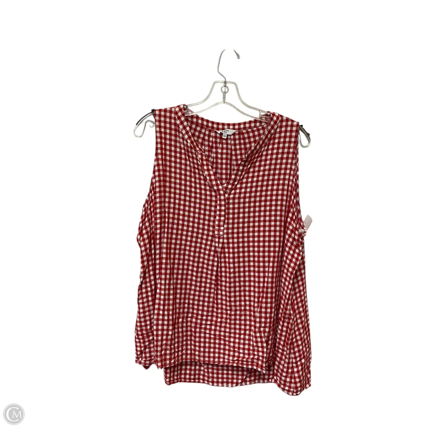 Top Sleeveless By Crown And Ivy In Checkered Pattern, Size: Xxl