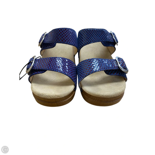 Sandals Heels Wedge By Dansko In Black & Blue, Size: