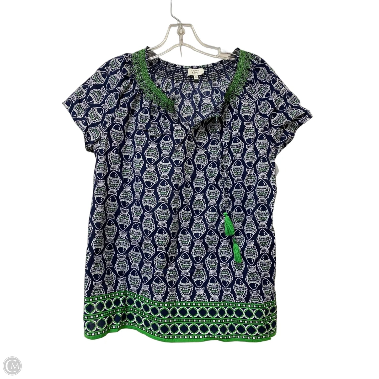 Top Short Sleeve By Crown And Ivy In Blue & Green, Size: M