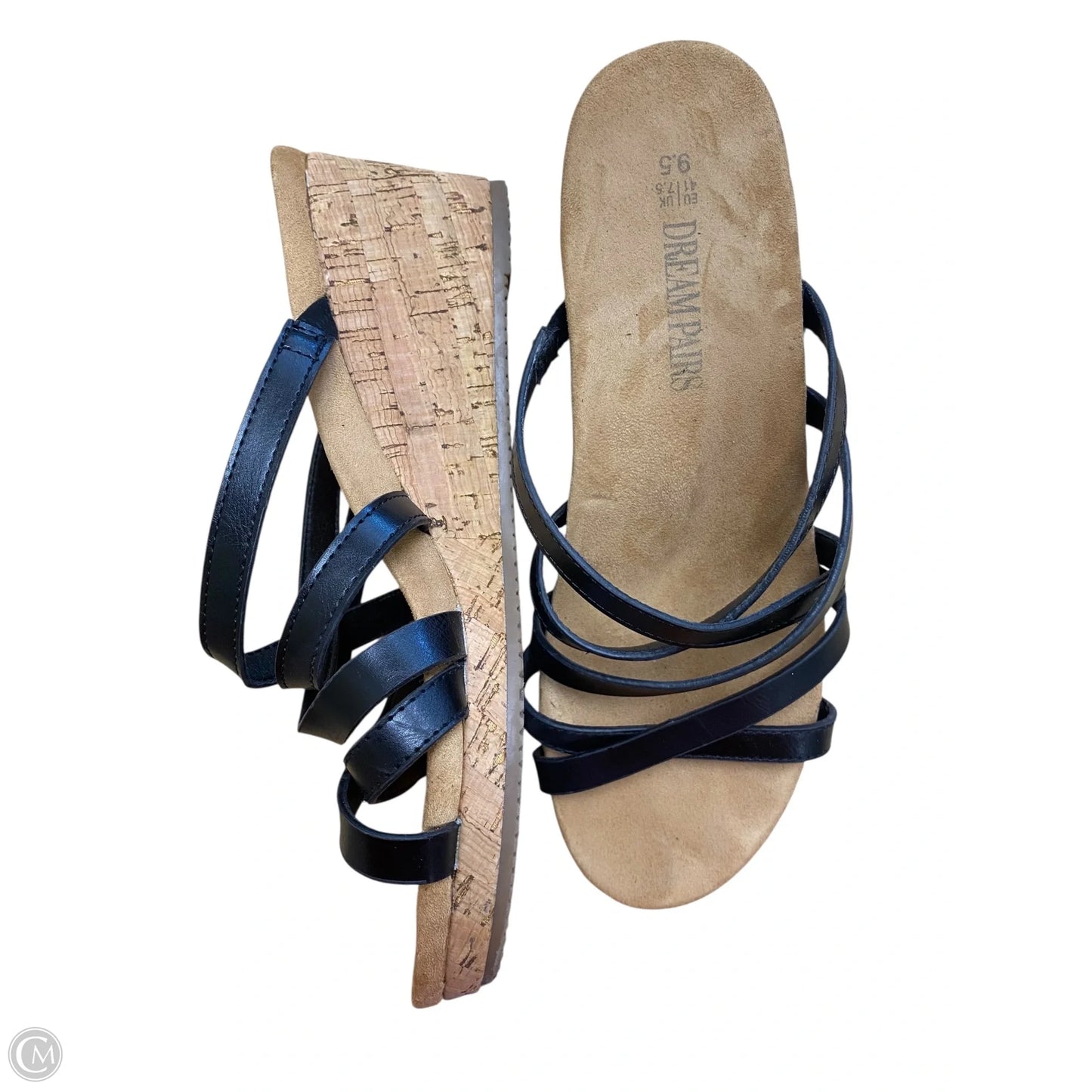 Sandals Heels Wedge By Clothes Mentor In Black & Brown, Size: 9.5