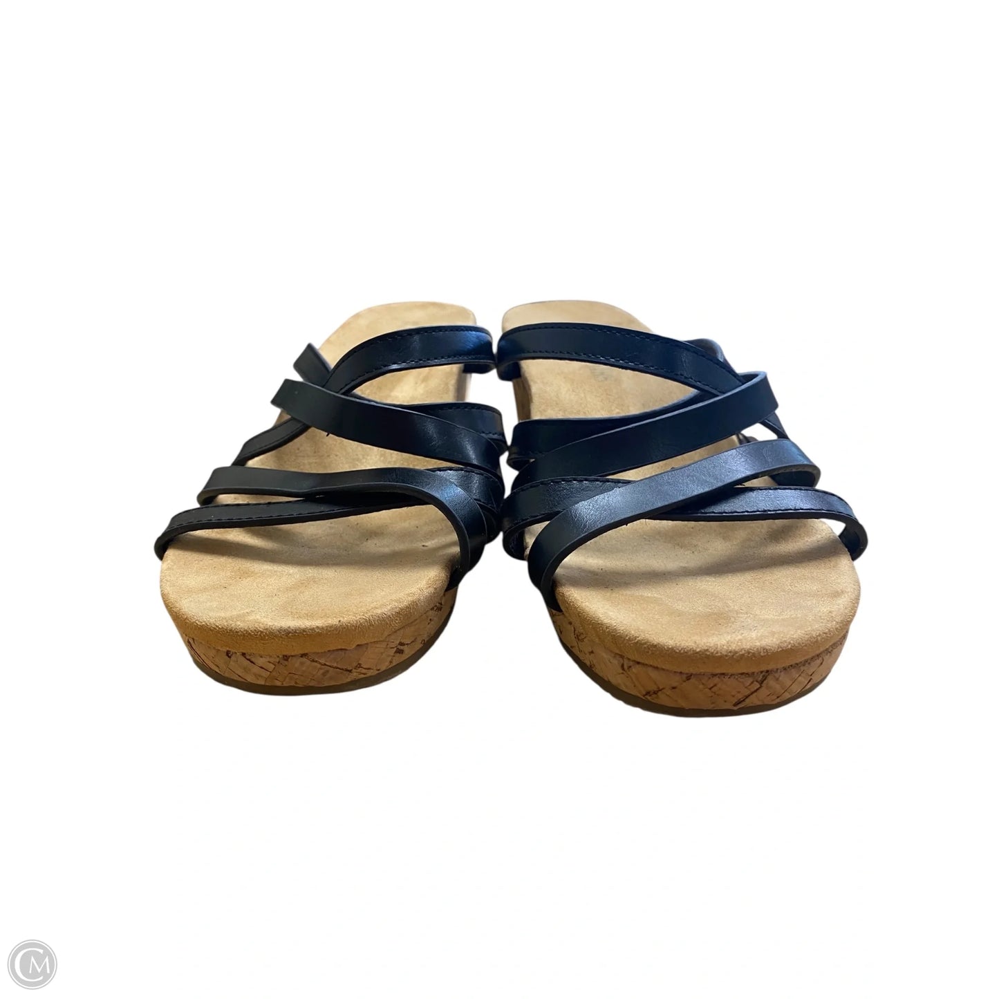 Sandals Heels Wedge By Clothes Mentor In Black & Brown, Size: 9.5